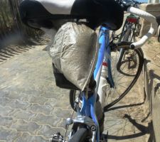 Suis allée récupérer du sable pour le bac à sable aujourd'hui..... petite boucle en vélo de route de 117 bornes, lol!