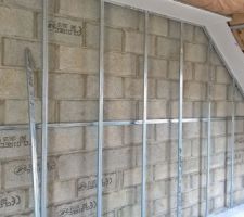 Installation de l'isolation des murs.