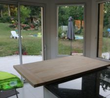 Plan table cuisine en cedre avant protection