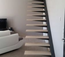 Escalier limon déporté, fait par mon homme
structure métallique et marches bois