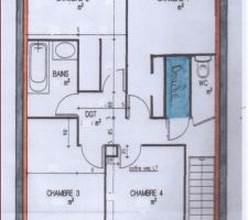 4 chambre de 10 m2 
1 douche supplémentaire 
1 Wc supplémentaire 
Dressing chambre 2
Placards incorporer chambres 3-1
( dimensions effacées à la demande du constructeur )