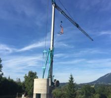 Installation de la grue pour l'ossature