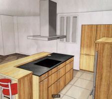 La cuisine avec vue sur le séjour