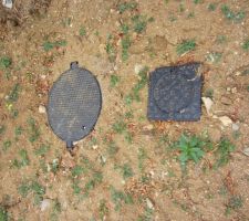 Tampon eau us&eacute;e et tabouret pour notre futur raccordement