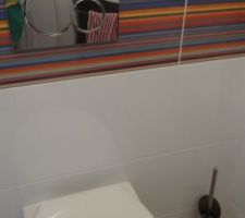 Pose des WC communs donc finition de l'accrochage des accessoires