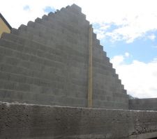 Ils sont venus travailler samedi : 2 pignons mont&eacute;s. Reste plus que le pignon nord et ce sera fini pour la ma&ccedil;onnerie.