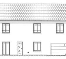 Façade avant avec les portes, enduit choisi au départ en G10 blanc lumière
