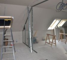 Etage placo en cours, chambre parents  mezzanine