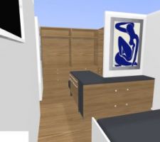 Dressing vu depuis la chambre avec liaison commode / îlot central