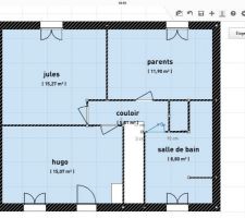 Nouveau plan avec rajout d un placard de 1m20 dans couloir et douche dans coin salle de bain