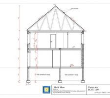 1ère proposition de plan de Maison Sésame correspondant à mes attentes reste juste à rajouter les menuiseries en PVC et dessiner la