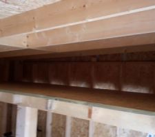 Mezzanine atelier : pose OSB plancher.