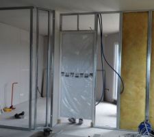 Cloison et isolation en laine de verre