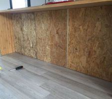 Meuble sur mesure fini. les portes sont réalisés avec des restes de planches d osb