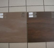 Je suis retourn&eacute;e au magasin de carrelage cet apr&egrave;s midi et j'h&eacute;site entre 2 couleurs mais mon coeur balance pour celui de gauche (tabacco). La pi&egrave;ce ne fait que 7m2 donc je pense qu'il faut une couleur pas trop fonc&eacute;e