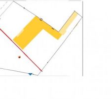 Voici le projet de division 
La parcelle en jaune est &agrave; ma grand m&egrave;re, elle la garde avec sa maison.
L'autre serait la notre, environ 500 m 2