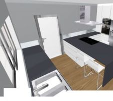 Idée d'implantation cuisine (vue 3D)