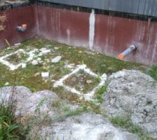 Tra&ccedil;age des plots avant la venue de la pelle