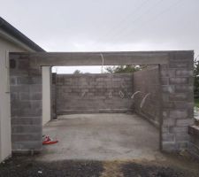 Voici une photo de mon futur garage en attente de la toiture et des portes, vivement sa liberera de l espace :-)