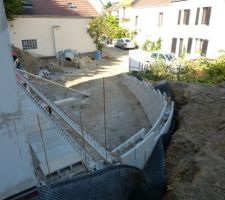 Fabrication de la dalle du balcon et du mur de rampe du sous-sol