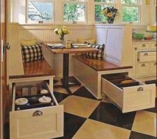 Idée aménagement banc cuisine, tout espace doit être conçu pour le rangement