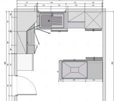 Plan previsionnel de la cuisine Lapeyre, modèle Twist