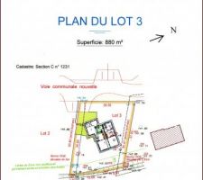 Plan de masse. 
Implantation sur terrain.