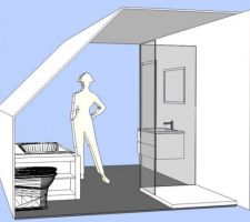 Une des solutions envisagées pour la salle de bain de l'étage