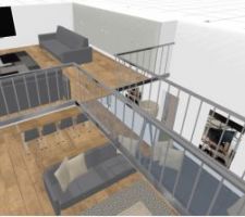 Idée d'ajout de combles aménagés au-dessus du séjour (une partie vide sur salon, une partie mezzanine) - visuel mezzanine