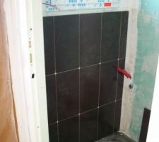 La faïence (refaite) des WC de l'entrée.