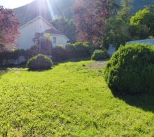 Le terrain avant la construction. Difficile de se rendre compte de l'emprise de la maison et de ce qui restera pour le jardin