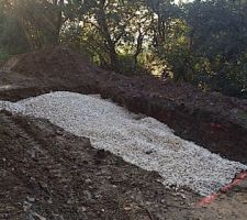 Préparation du lit pour les drains.