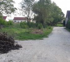 Chemin d'accès à notre terrain qui sera à gauche don
