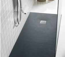 Receveur bac douche extra plat couleur graphite pour les deux douches de la maison