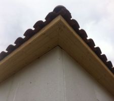 Pose du bardage sur la façade et des débords de toit en bois