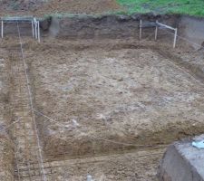 Suite du terrassement, pr&eacute;paration des fondations