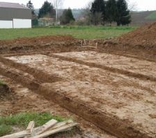 Préparation pour le coulage des fondations