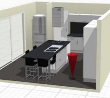 Plan en 3D de la future cuisine