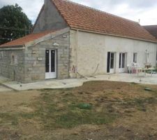 Cr&eacute;ation chape b&eacute;ton en double arrondi pour future terrasse