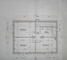 Plan étage avec escalier droit, certainement le definitif