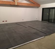 Premier jour de pose du carrelage