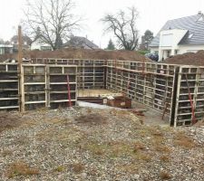 Mise en place du coffrage pour les murs du sous-sol