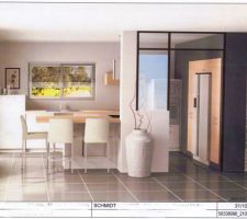 Plan de la future cuisine vue du salon