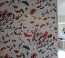 Papier peint du hall d'entr&eacute;e pos&eacute; ( 2 murs )