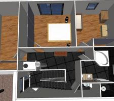 "Nouveau projet" : l'étage : 3 chambres, une salle de bain, un wc.