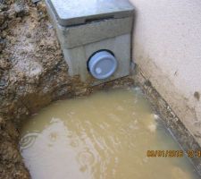 Les tranchées creusées mais pas encore d'étanchéité de faite ni de drain de posé. Forcément avec les pluies ça remplit...