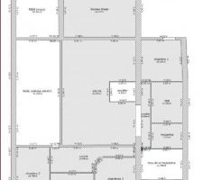 Plan du premier étage, les zone en blanc ne sont pas accessible a cet étage.
