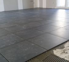 Début de la pose du carrelage du rdc.
44.7x44.7