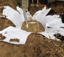 Infiltration des eaux de ruissellement issues du drain de fondation du mur de garage