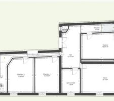 Plan initial approximatif de l'étage.